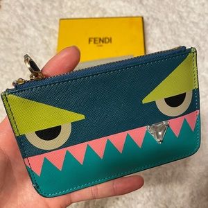 Fendi monster wallet cardholder w/ keychain